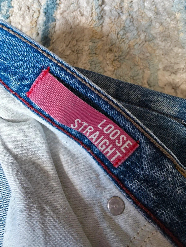 Arizona High Rise Baggy Straight Vintage Y2K Jeans UK Size 14