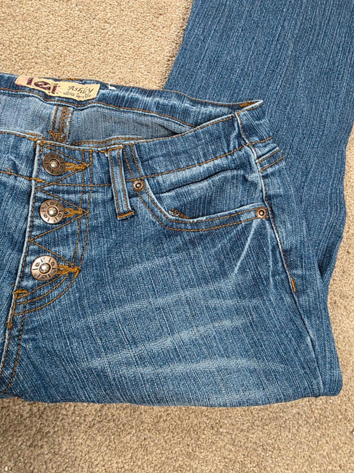 Vintage Y2K L.E.I. Ultra Low Rise Flare Jeans UK Size 8