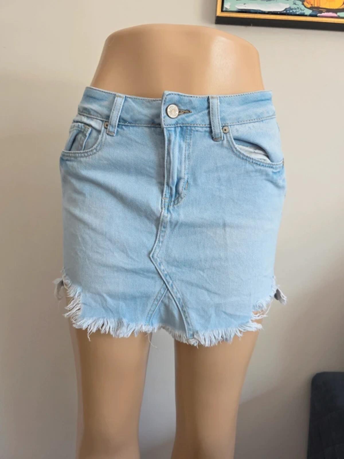 Rewash Vintage Y2K Light Wash Denim Mini Skirt UK Size 6