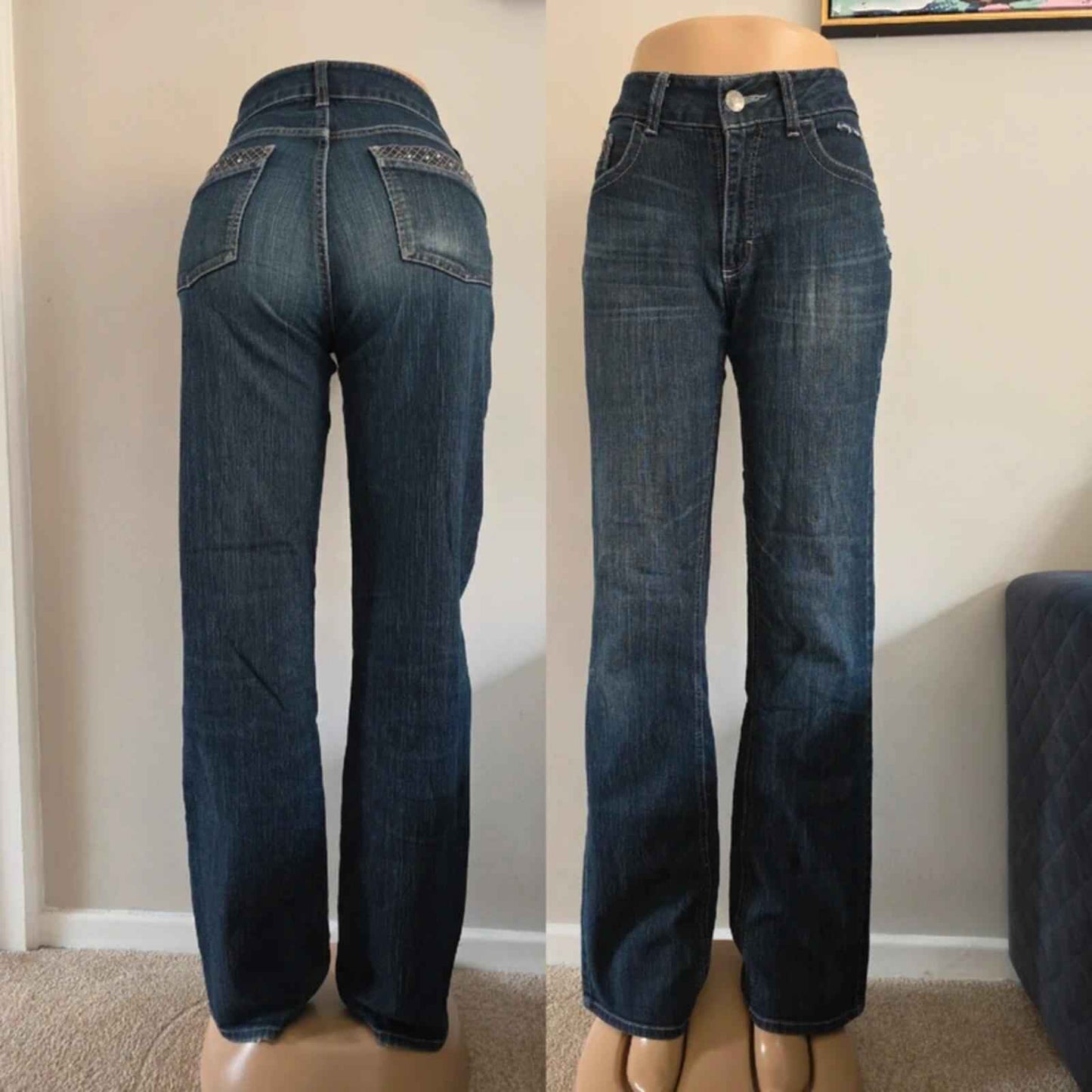 Lee Mid Rise Bootcut Vintage Y2K Jeans UK Size 12 Tall