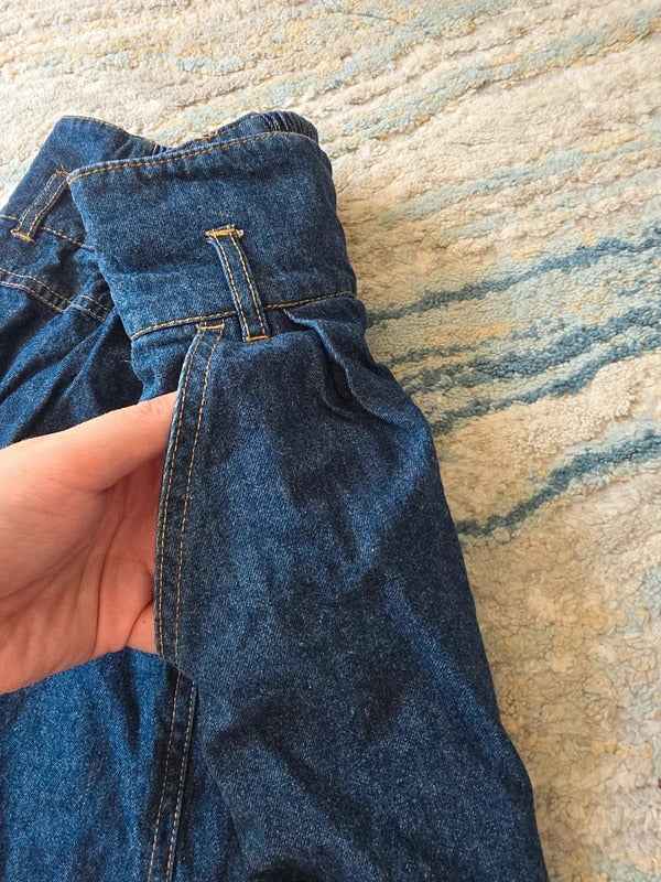 Japanese Elastic Waist Denim Midi Skirt UK Size 6