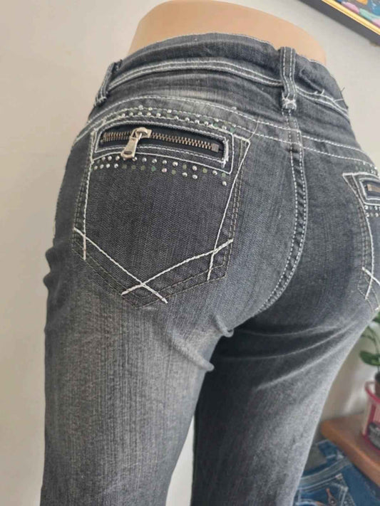 Vintage Y2K Suko Jeans Mid Rise Straight Baggy Jeans UK Size 12 Petite or Cropped