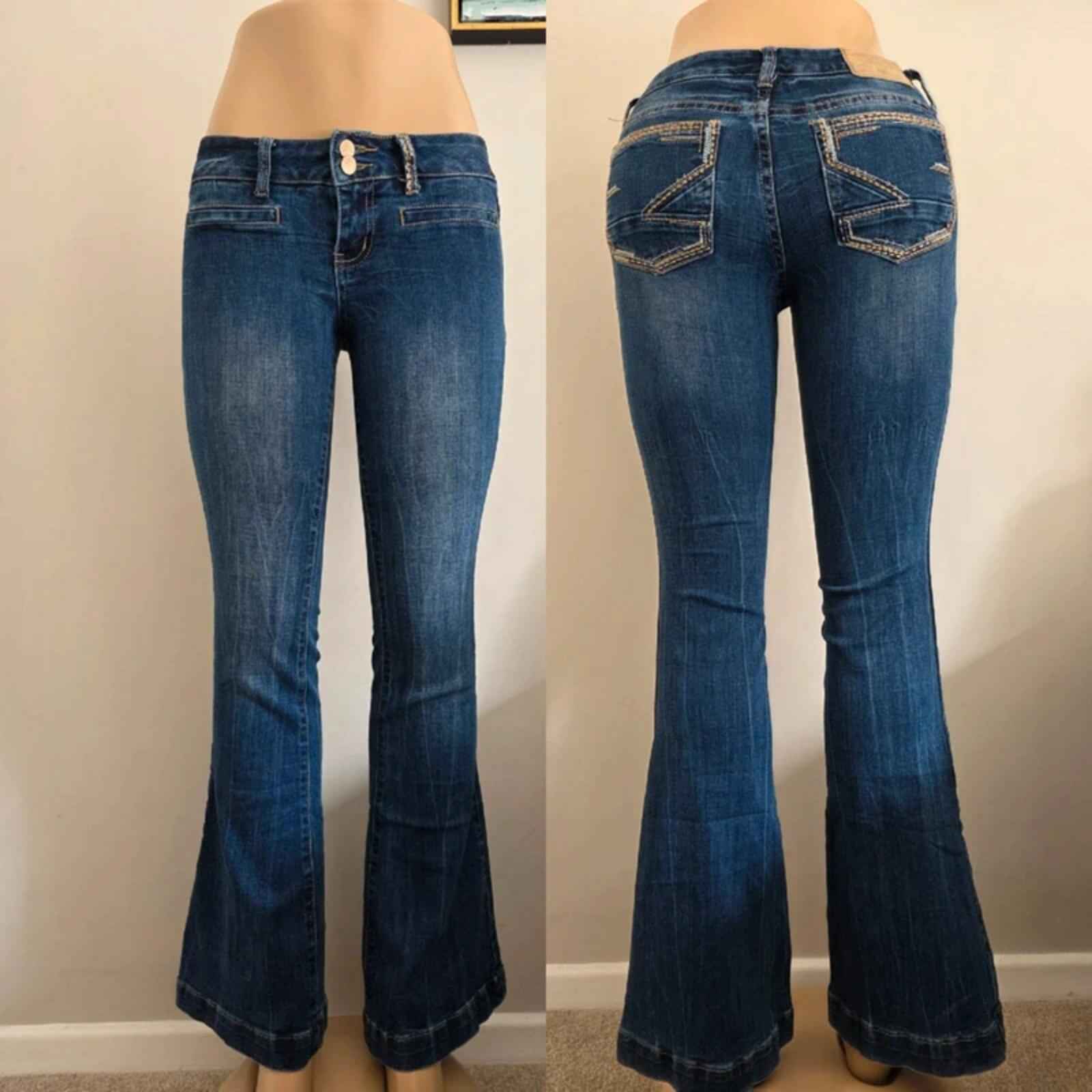Vintage Y2K Amethyst Super Low Rise Flared Jeans UK Size 6
