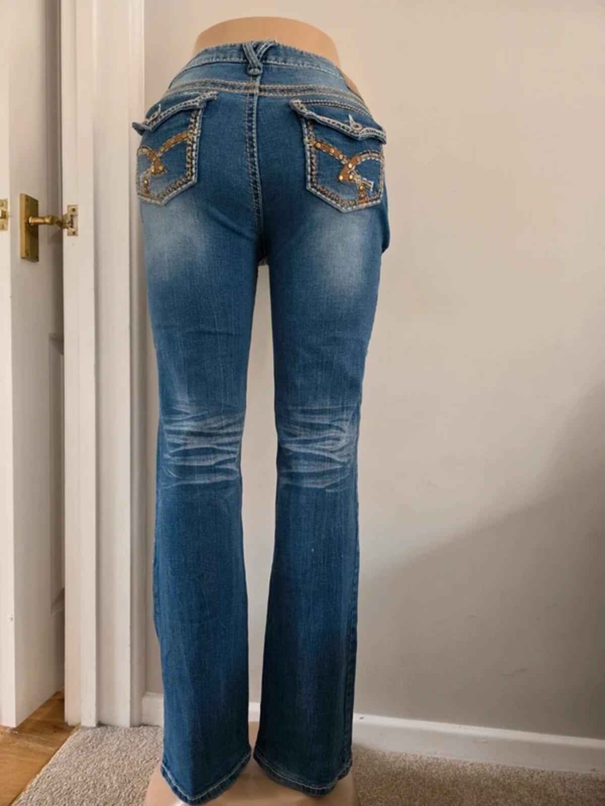 Vintage Y2K Amethyst Mid Rise Bootcut Jeans UK Size 14