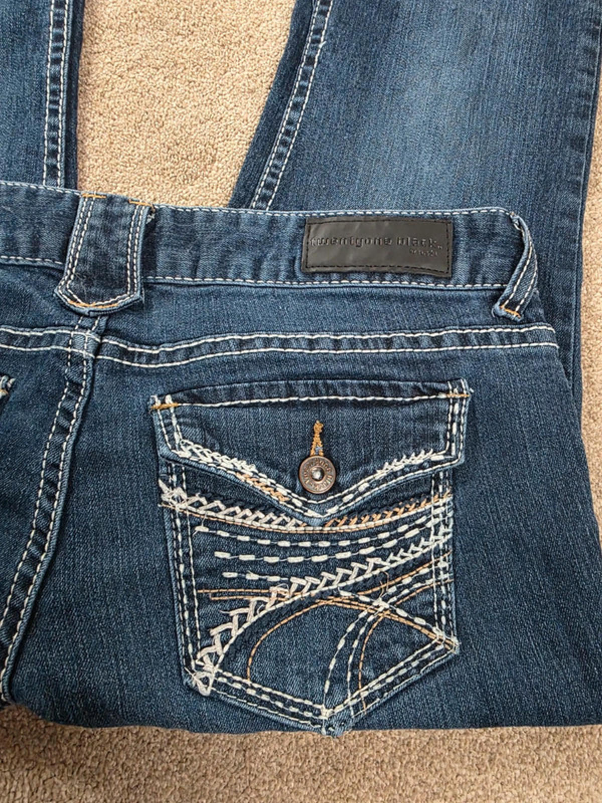 Vintage Y2K Twentyone Black Low Rise Bootcut Jeans UK Size 12