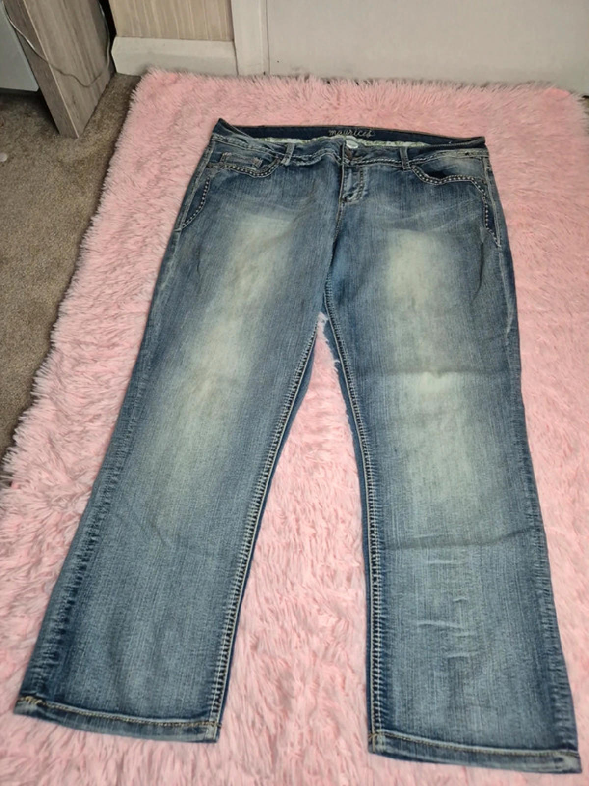 Vintage Y2K Maurices Straight Mid Rise Jeans UK 18 Petite