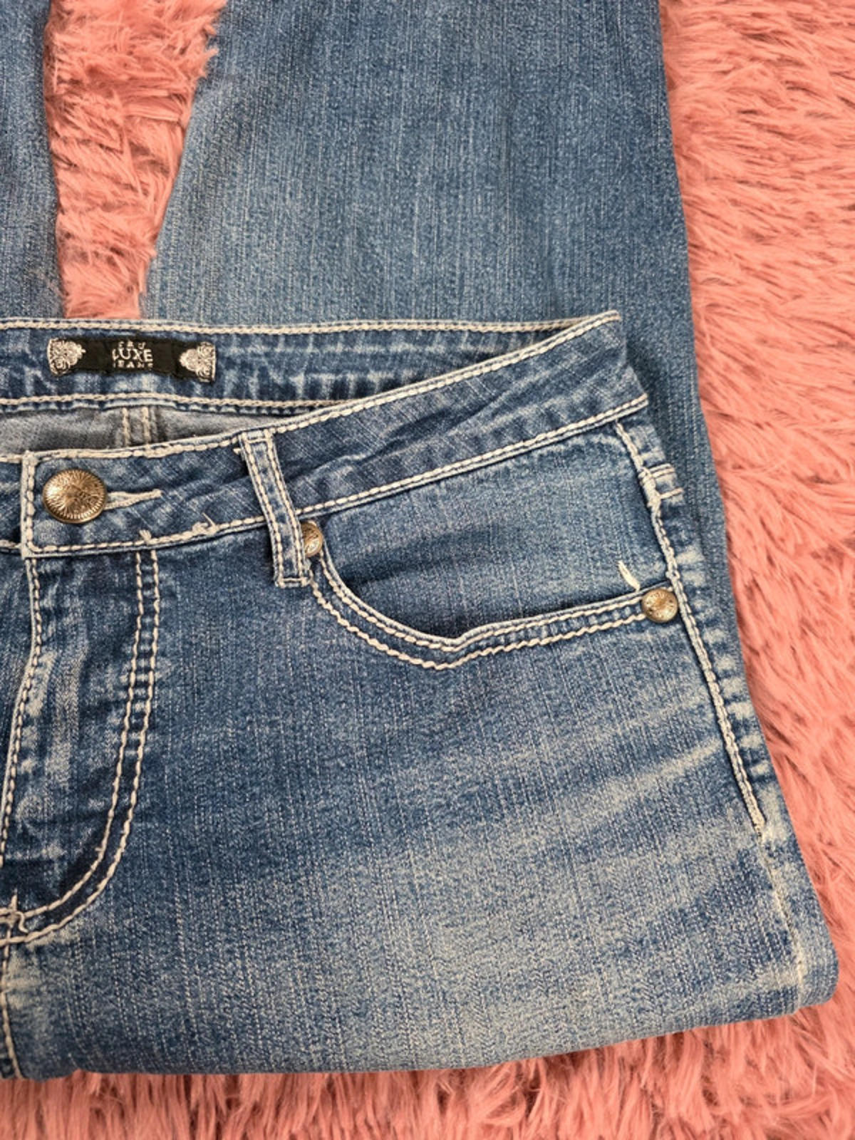 Vintage Y2K Luxe Mid Rise Bootcut Jeans UK Size 10 Petite