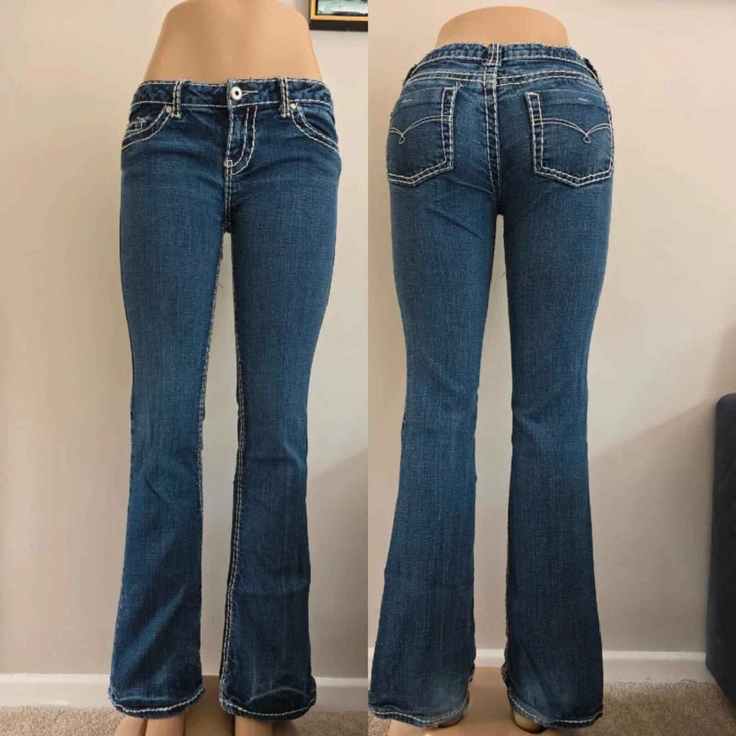 Blue Asphalt Low Rise Bootcut Vintage Y2K Jeans UK Size 8