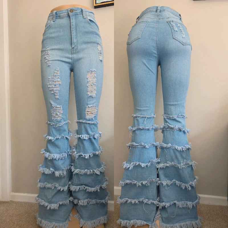 Swank High Rise Flared Jeans UK Size 8 Tall