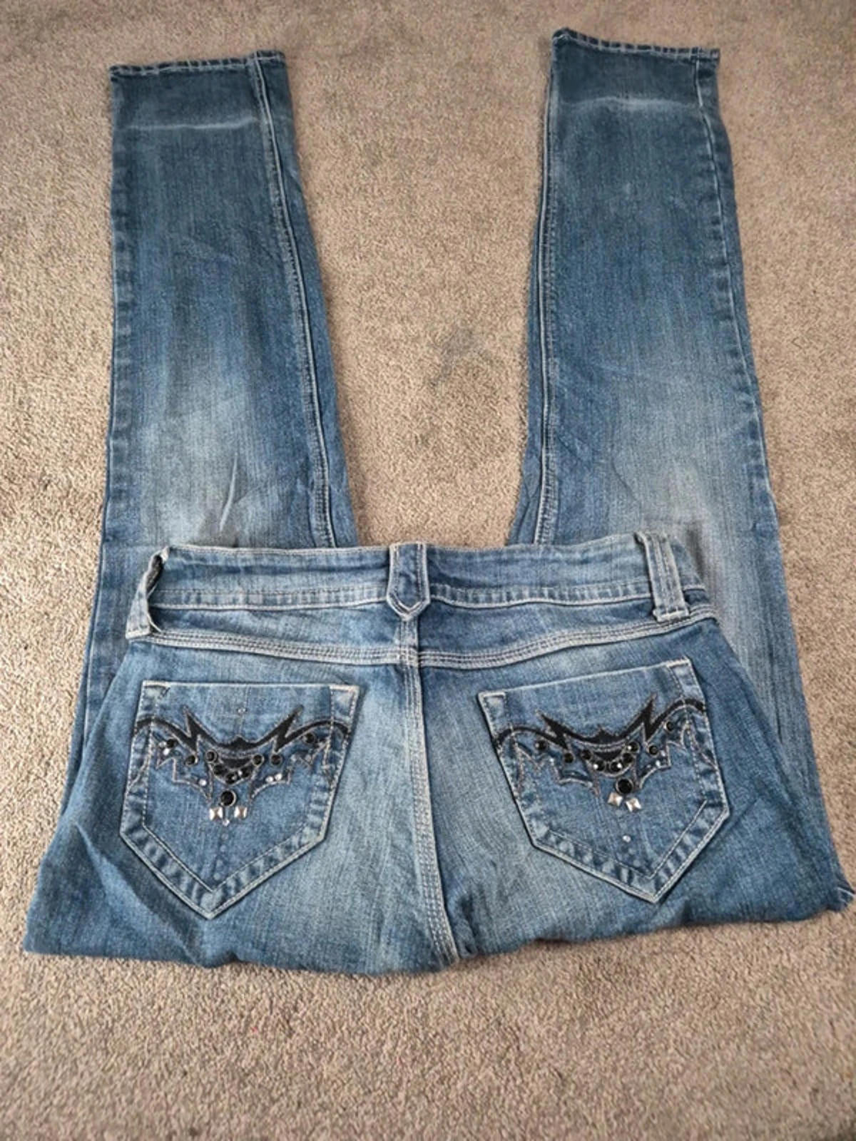Vintage Y2K Rhinestone Low Rise straight Jeans – UK 10/12