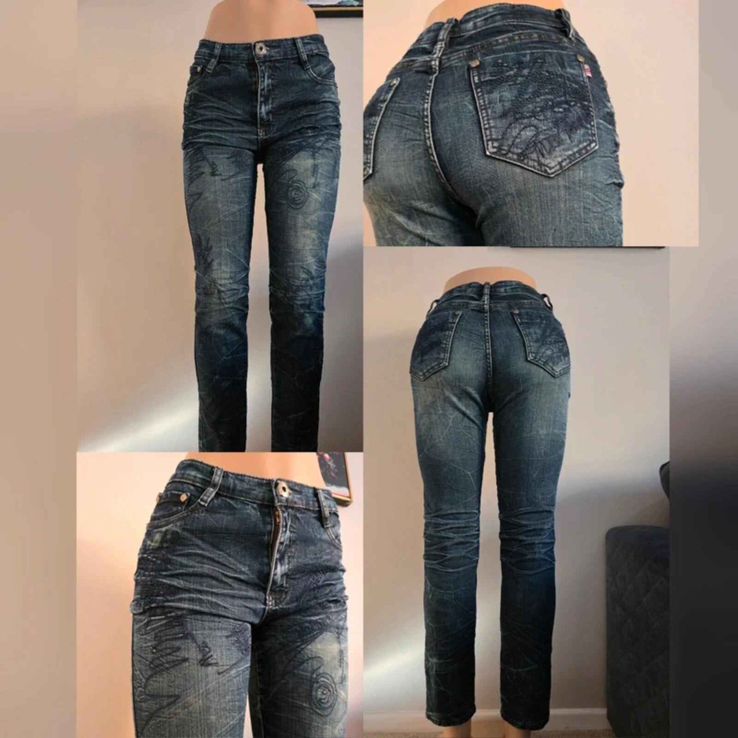 Kahing Vintage Y2K Mid Rise Slim Jeans UK Size 8 Petite