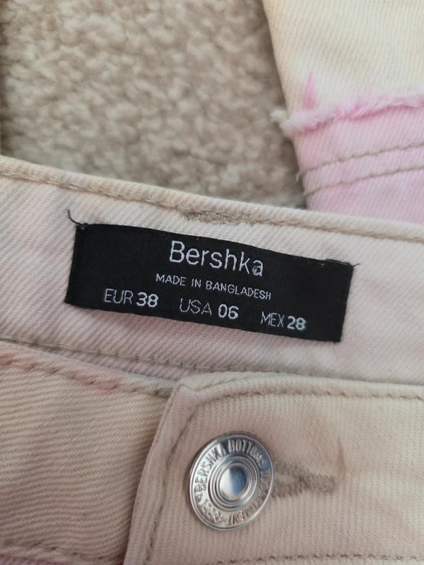 Bershka High Rise Patchwork Wide Leg Jeans UK Size 8 Petite