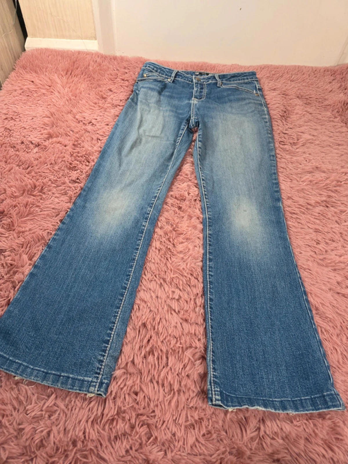 Vintage Y2K Luxe Mid Rise Bootcut Jeans UK Size 10 Petite