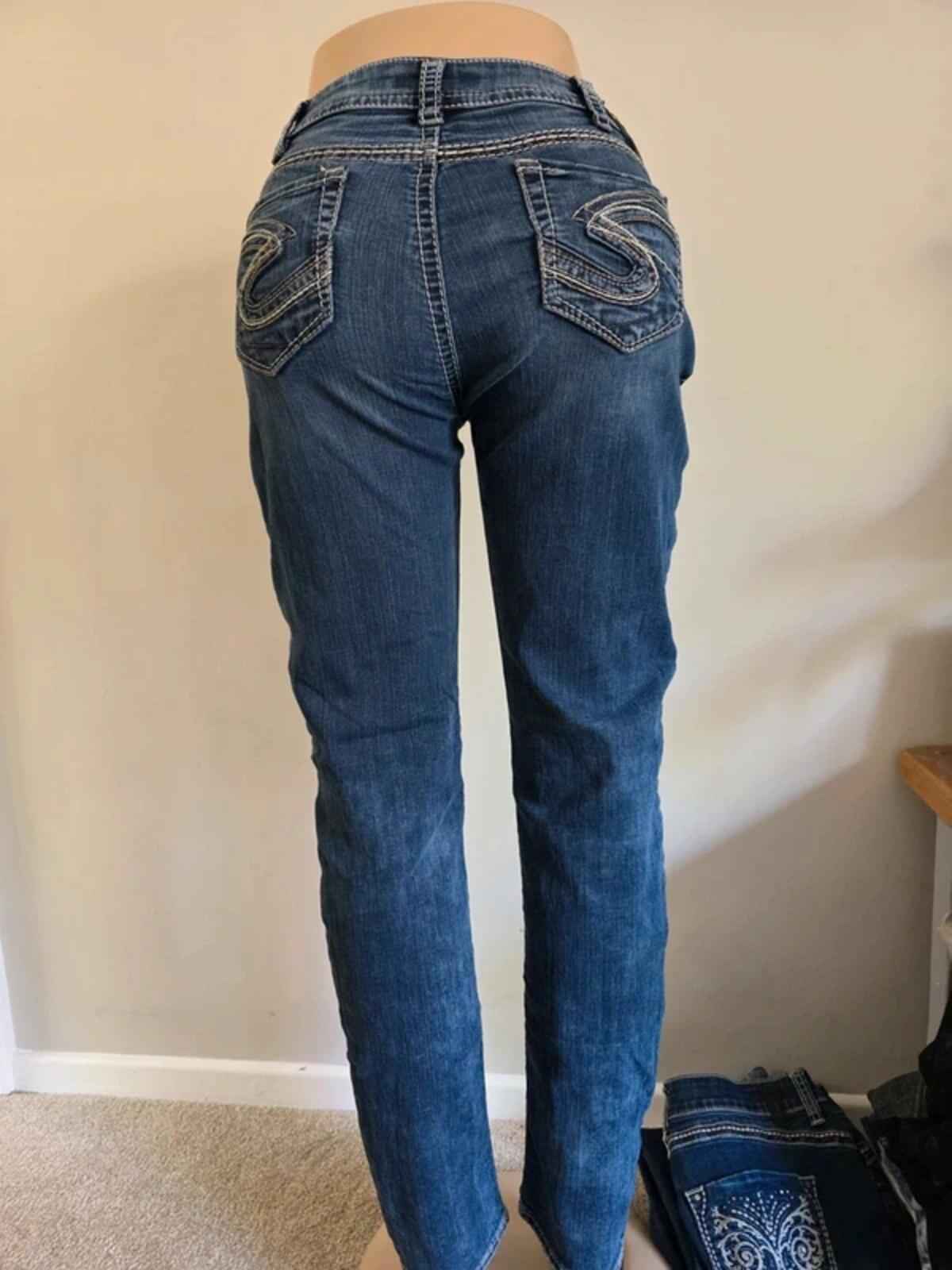 Vintage Y2K Silver Jeans Mid Rise Skinny Jeans UK Size 14