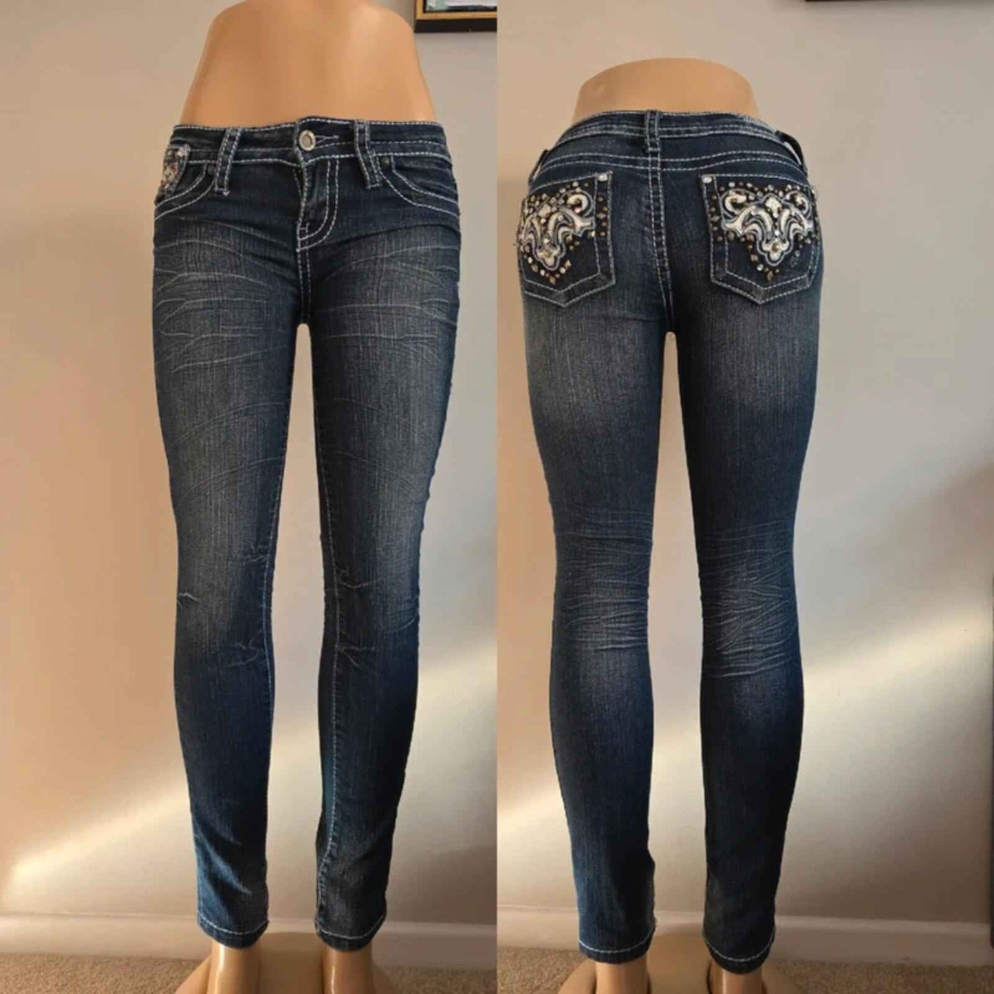 First Kiss Low Rise Skinny Vintage Y2K Jeans UK Size 4/6