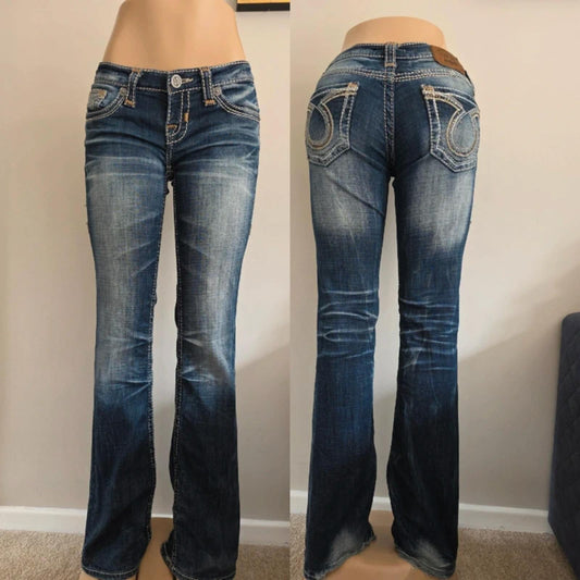 Big Star Vintage Y2K Ultra Low Rise Bootcut Jeans UK Size 6/8 Tall