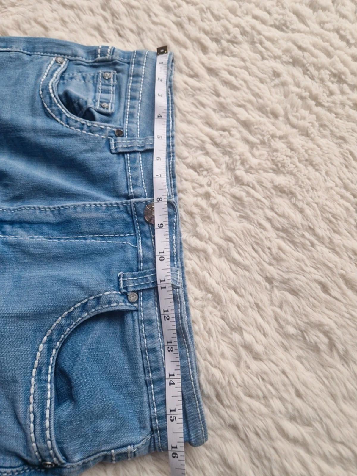 Y2K "Y Jeans" High Rise Flared Bootcut Distressed Festival Grunge Denim UK 12 Petite
