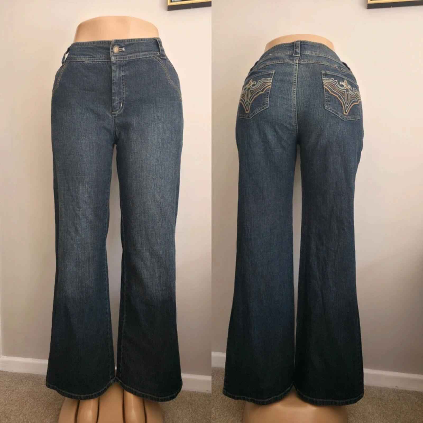 Bandolino Mid Rise Wide Leg Vintage Y2K Baggy Jeans UK Size 14