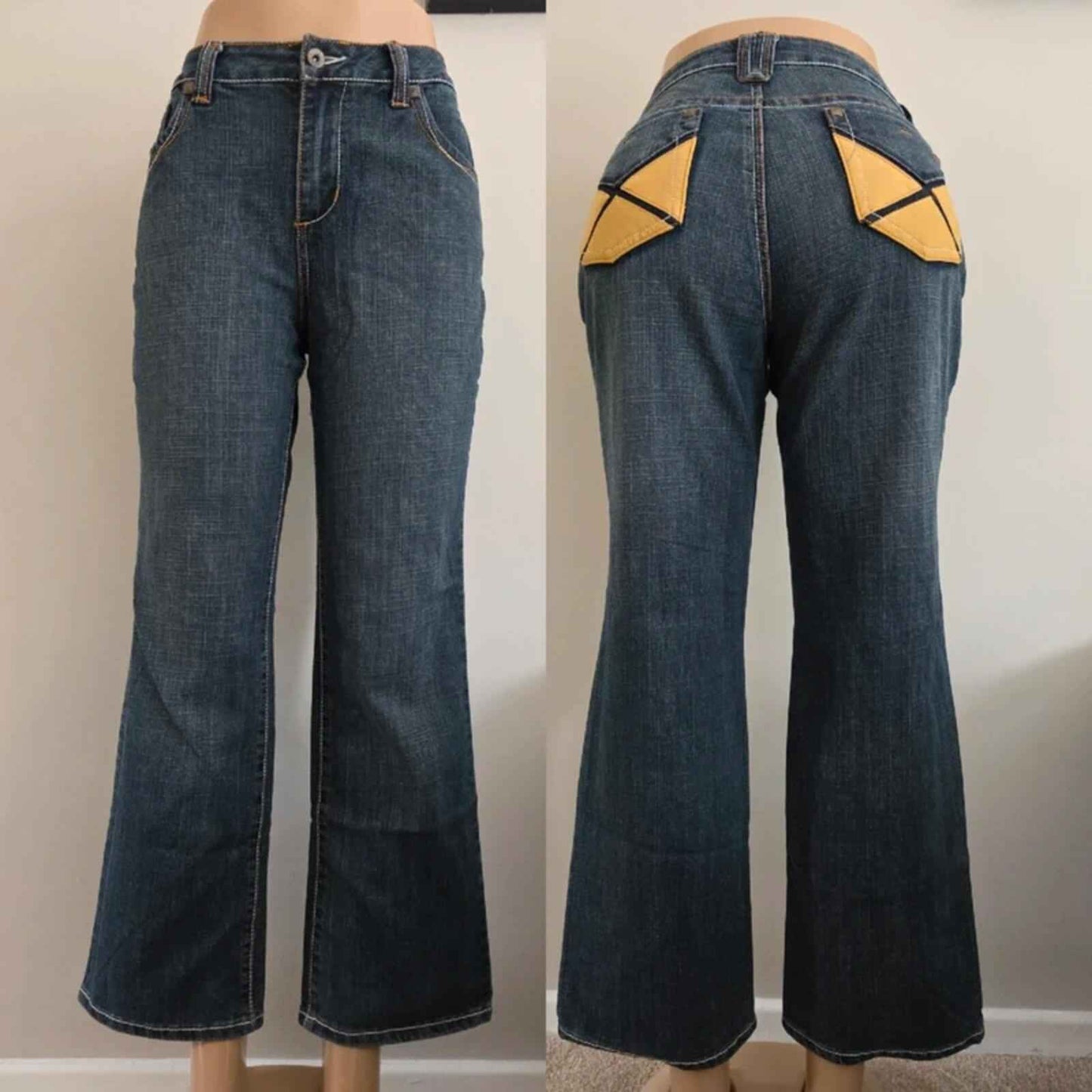 Baccini Mid Rise Wide Leg Vintage Y2K Jeans UK Size 10 Petite