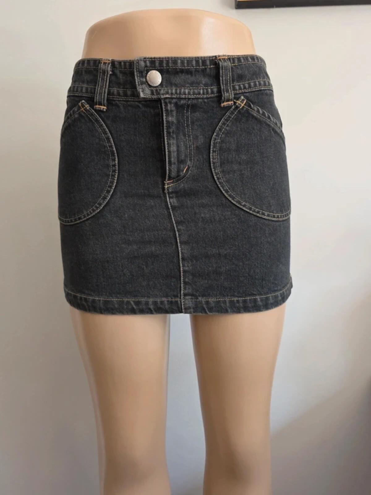 Mary Quant London Vintage Y2K Mid Rise Denim Mini Skirt UK Size 4/6
