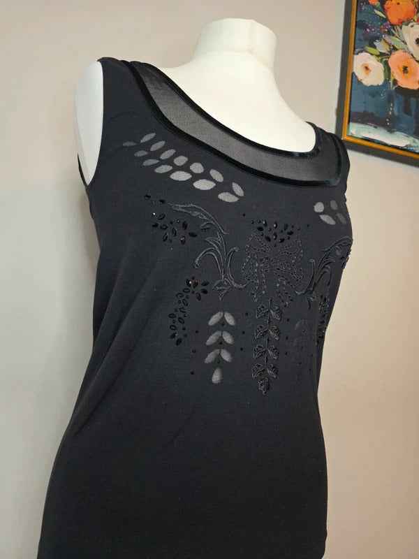 Wolford Mesh Panel Embellished Sleeveless Top UK Size 10