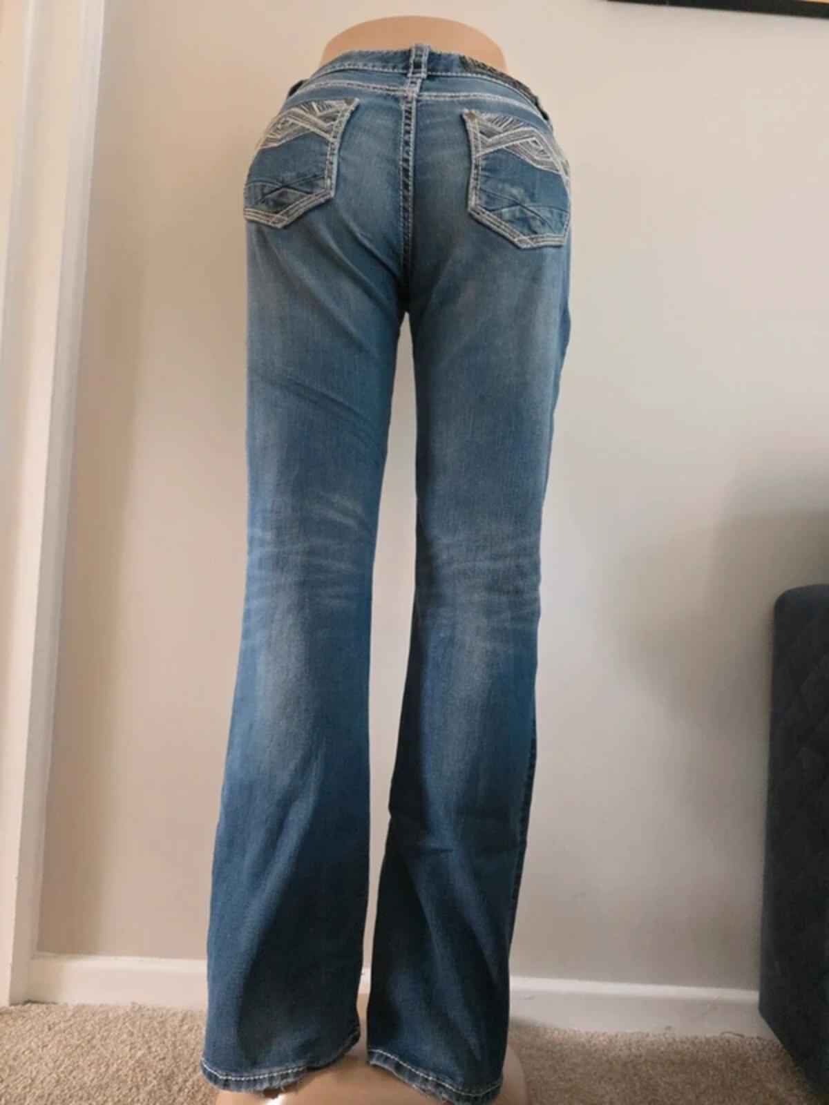Rock & Roll Mid Rise Baby Bootcut Vintage Y2K Jeans UK Size 8 Tall