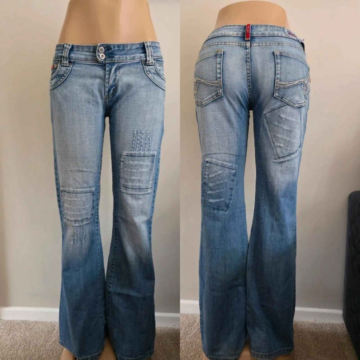 Vintage Y2K 2 Elles Low Rise Flared Jeans UK Size 12 Tall