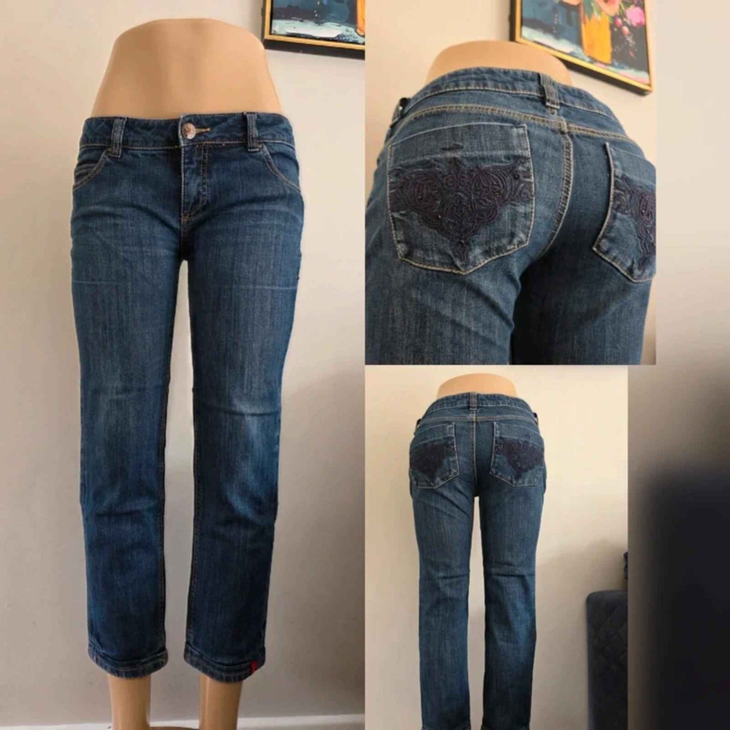 EDC By Esprit Ultra Low Rise Cropped Jeans UK Size 10