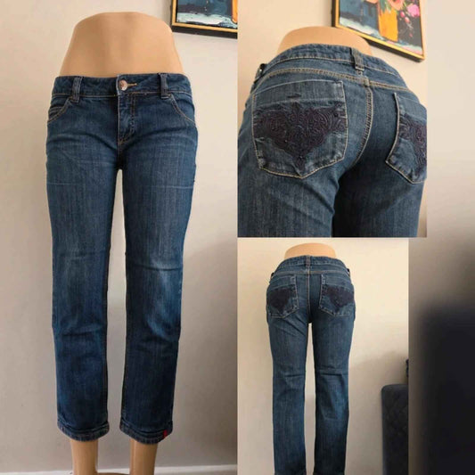 EDC By Esprit Ultra Low Rise Cropped Jeans UK Size 10