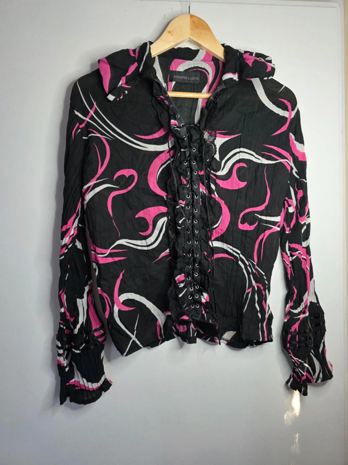Vintage Y2K Jennifer Lloyd Lace Up Blouse UK size 12/14 x