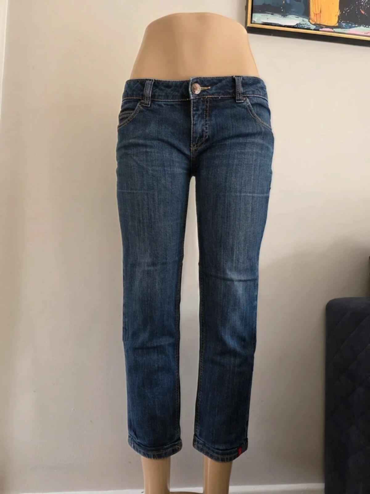 EDC By Esprit Ultra Low Rise Cropped Jeans UK Size 10
