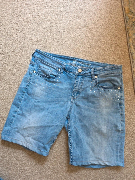 NY&C Vintage Y2K Mid Rise Curvy Crop Denim Shorts UK Size 10