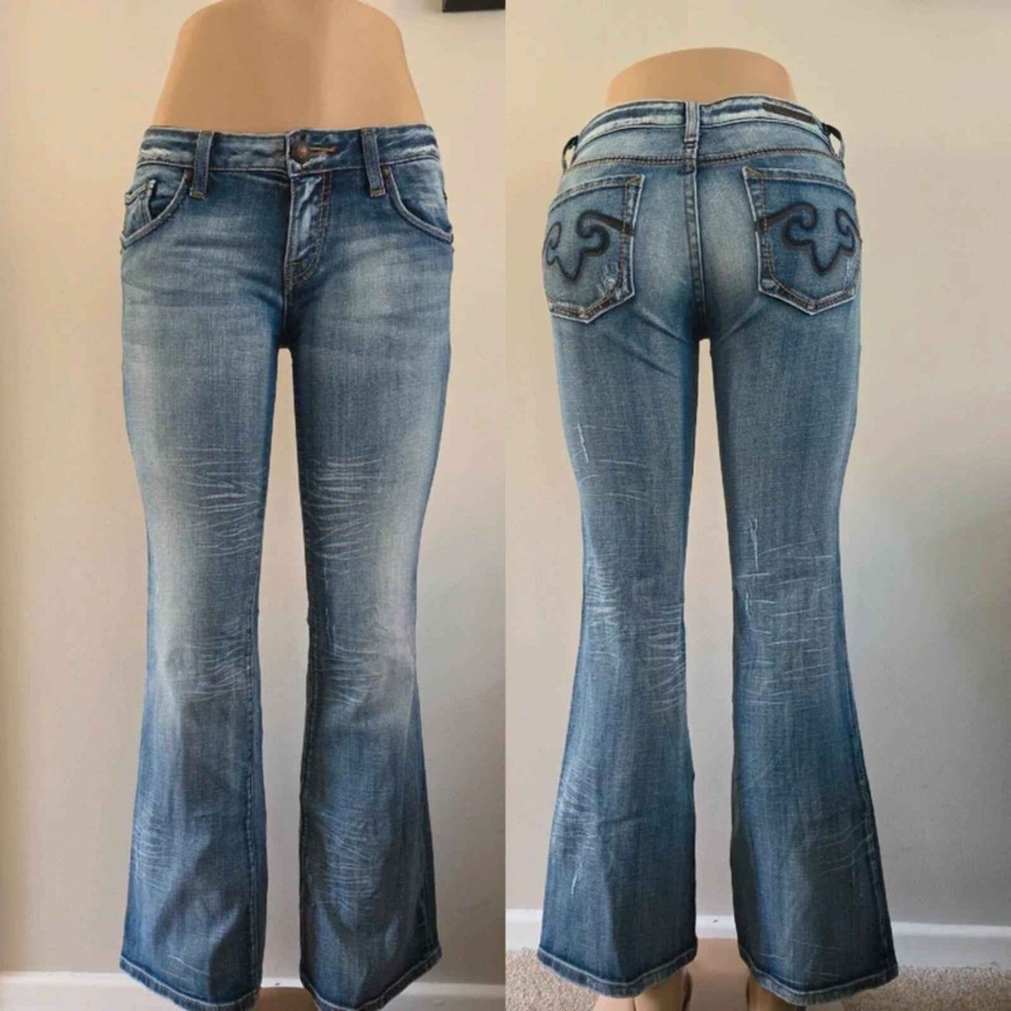 Rerock Ultra Low Rise Bootcut Vintage Y2K Jeans UK Size 8