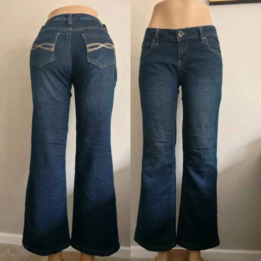 NRJ Vintage Y2K Low Rise Wide Leg Bootcut Jeans UK Size 8/10 Petite