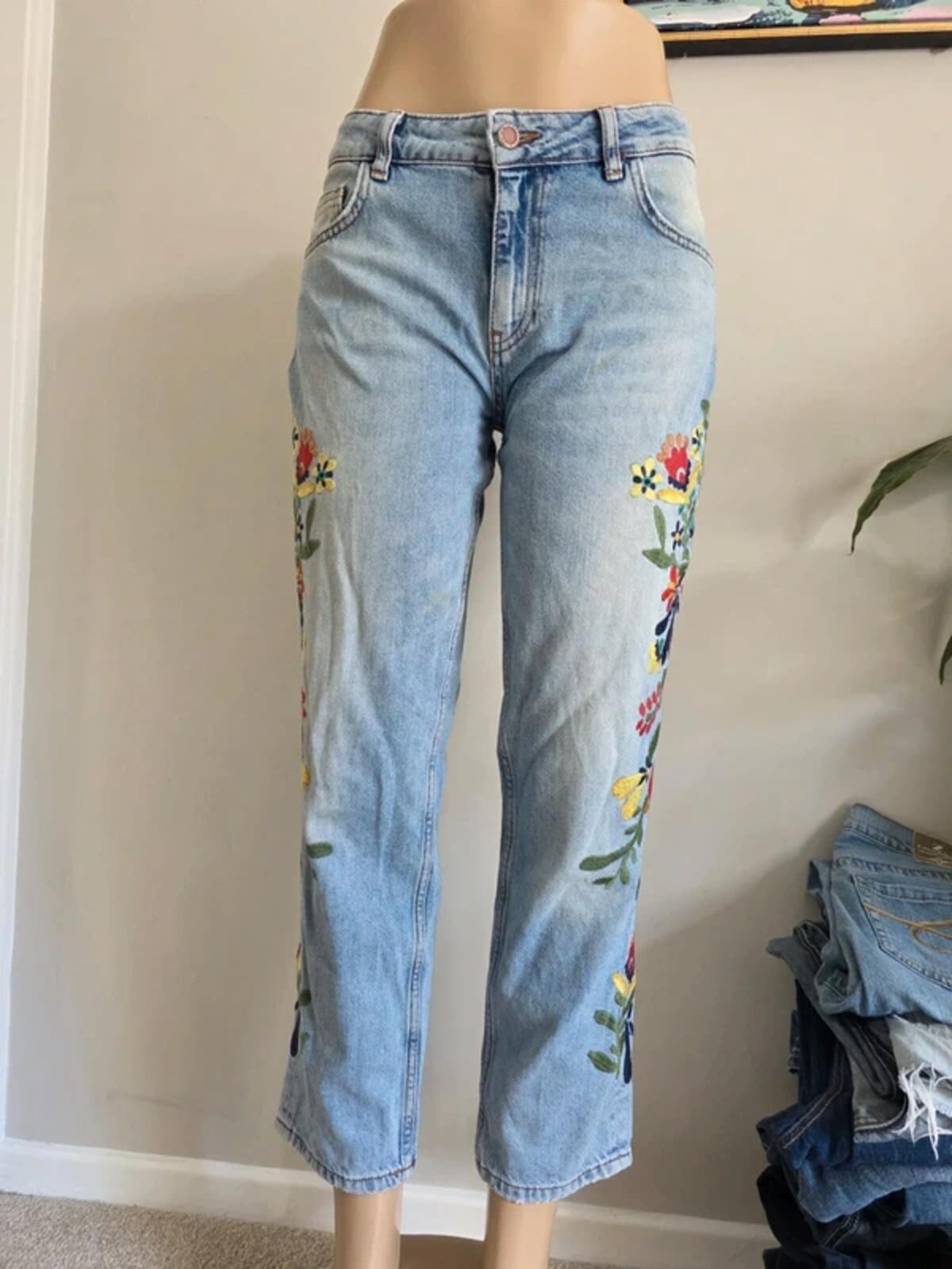 Vintage Y2K Zara Basic Straight Leg Jeans Mid/Low Rise UK Size 12 Petite