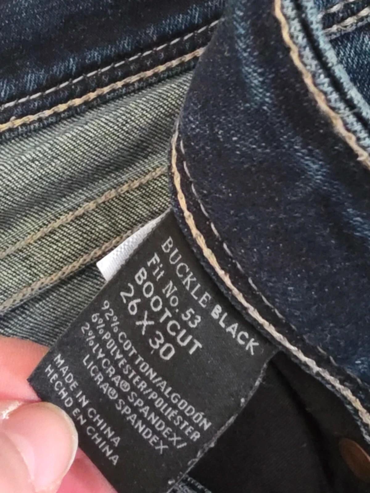 Vintage Y2K Buckle Black Mid Rise Bootcut Jeans UK Size 6/8 Petite