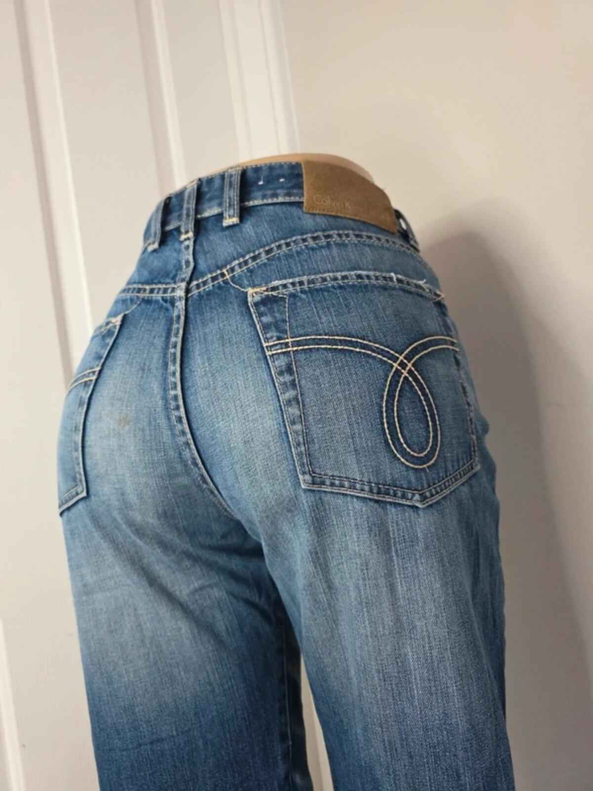 Calvin Klein Mid Rise Relaxed Wide Leg Jeans UK Size 10 Petite