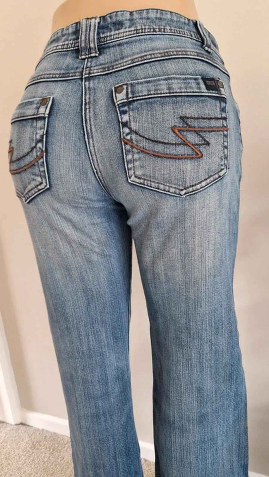 Y2K "Cecil Jeans" Mid Rise Bootcut Festival Grunge Denim Petite Jeans UK 12
