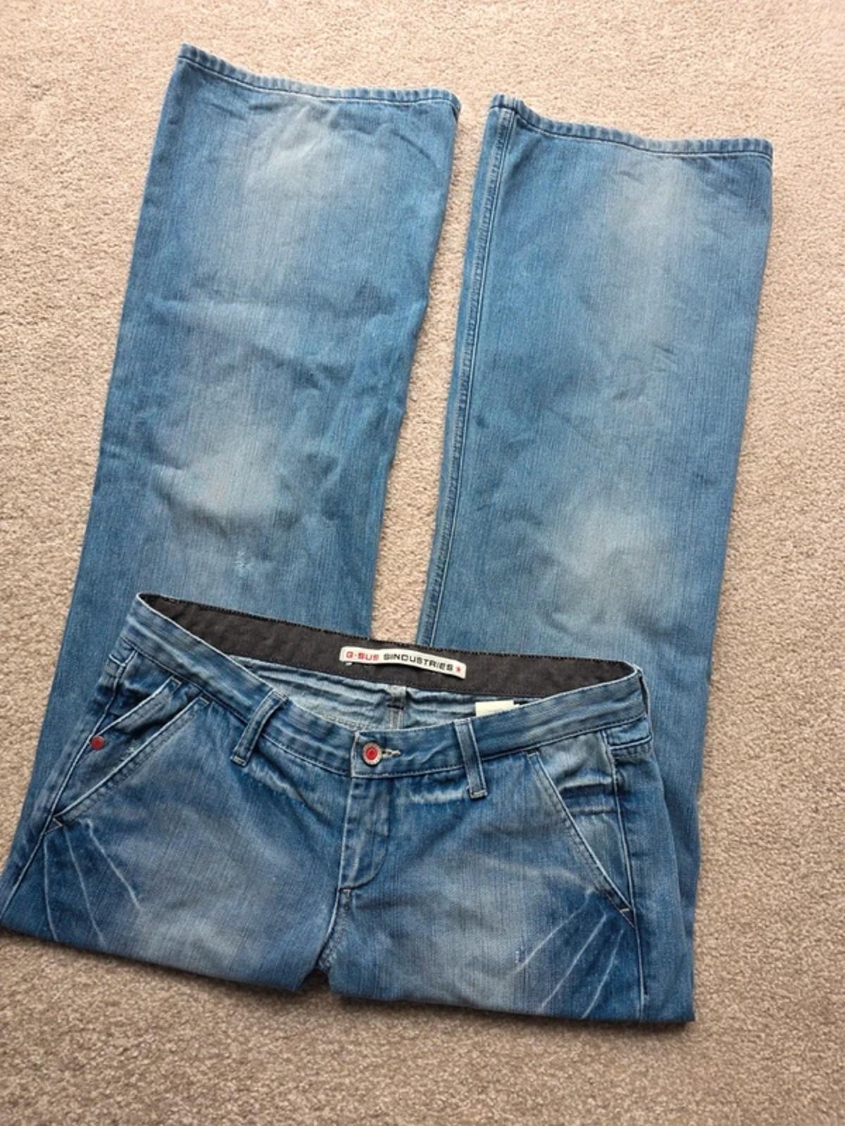 Vintage Y2K Gsus Sindustries Low Rise Wide Leg Jeans UK Size 14