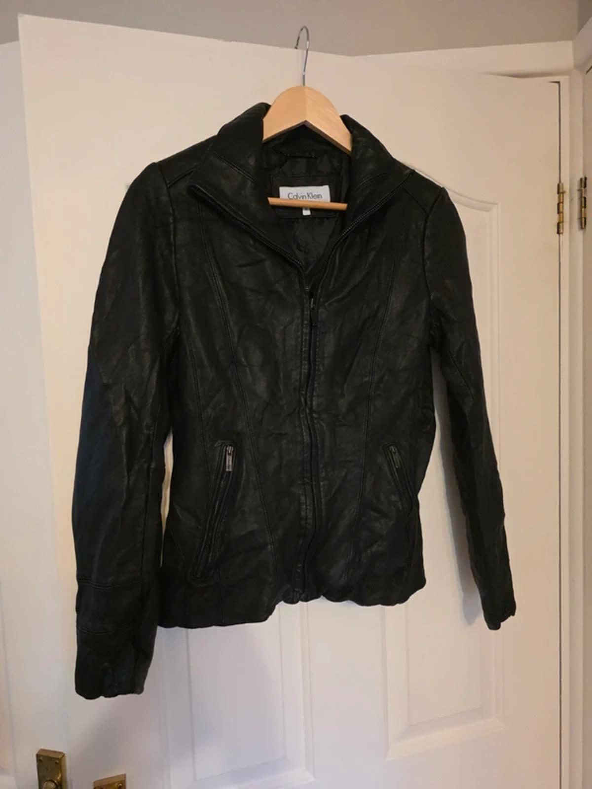 Vintage Y2K Calvin Klein Black Leather Jacket Women’s Size M