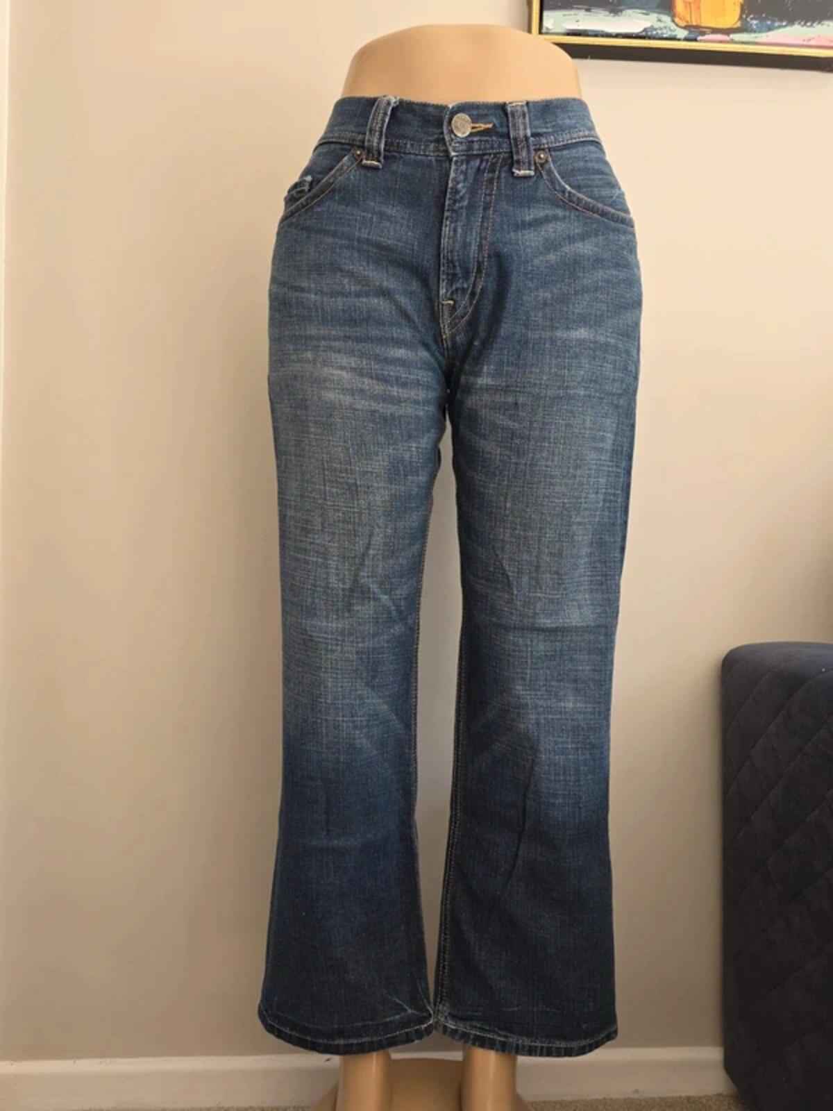 Express Jeans High Rise Loose Bootcut Vintage Y2K Jeans UK Size 14 Petite