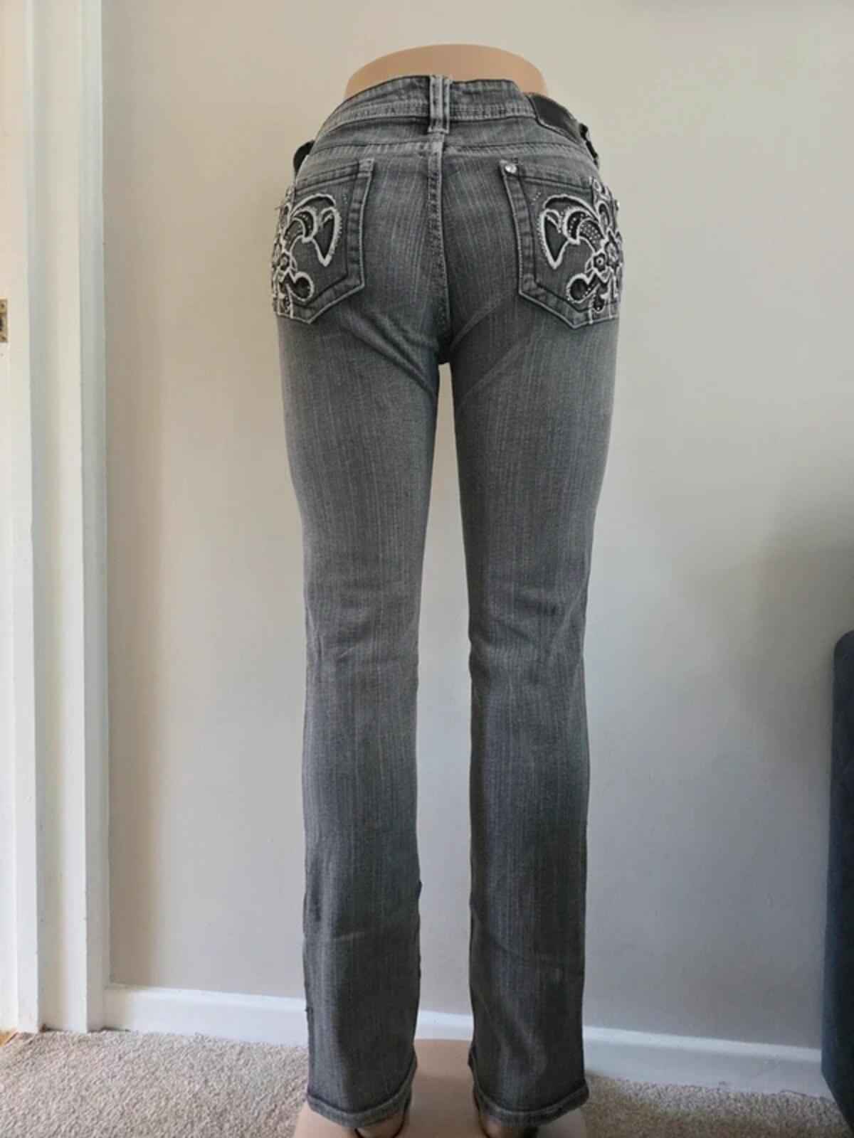 Red Rivet Low Rise Straight Slim Vintage Y2K Jeans UK Size 10