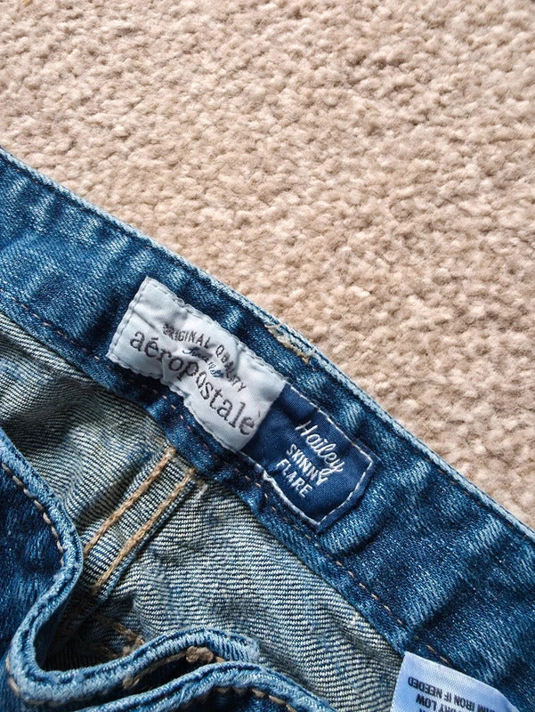 Aeropostale Mid Rise Flared Vintage Y2K Jeans UK Size 10 Petite