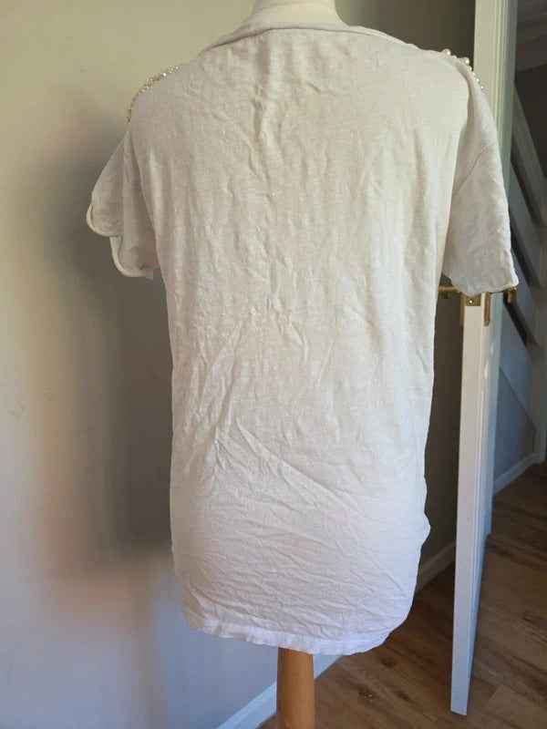 Guess Oversized Embellished Pocket T Shirt UK Size 8