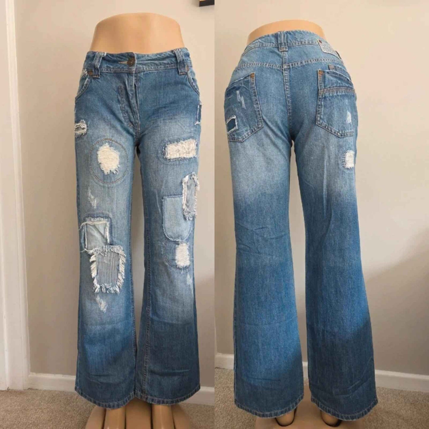 Next Vintage Y2K Mid Rise Relaxed Wide Leg Jeans UK Size 12