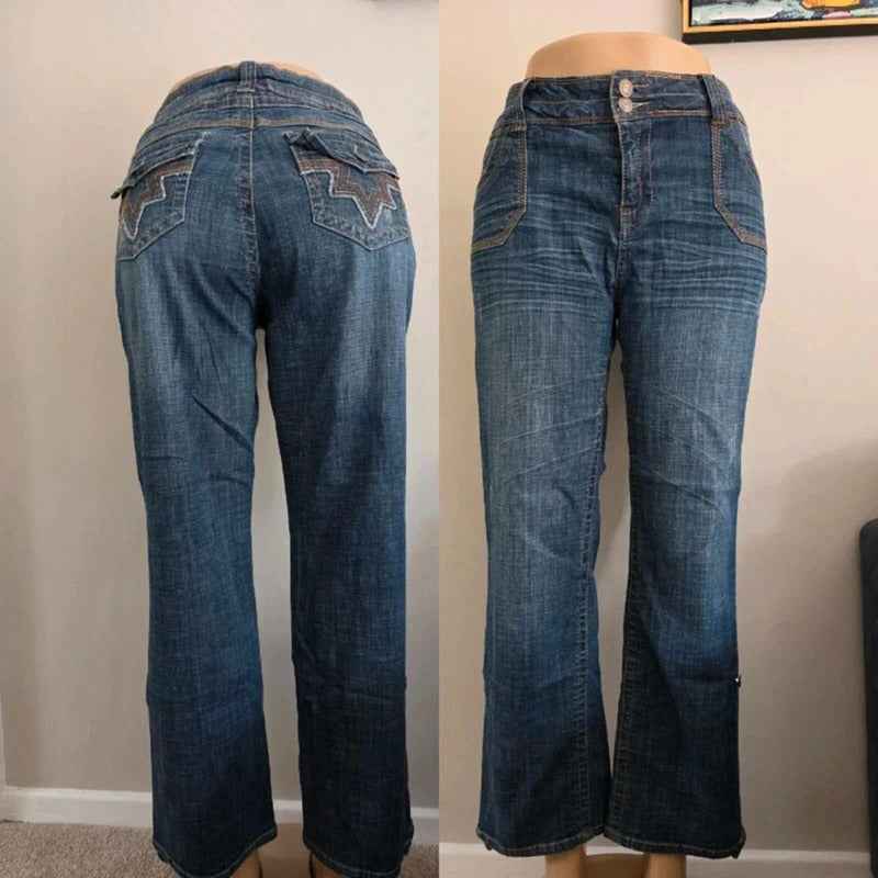 Hydraulic Vintage Y2K Mid Rise Flared Capri Convertible Jeans UK Size 18 Petite