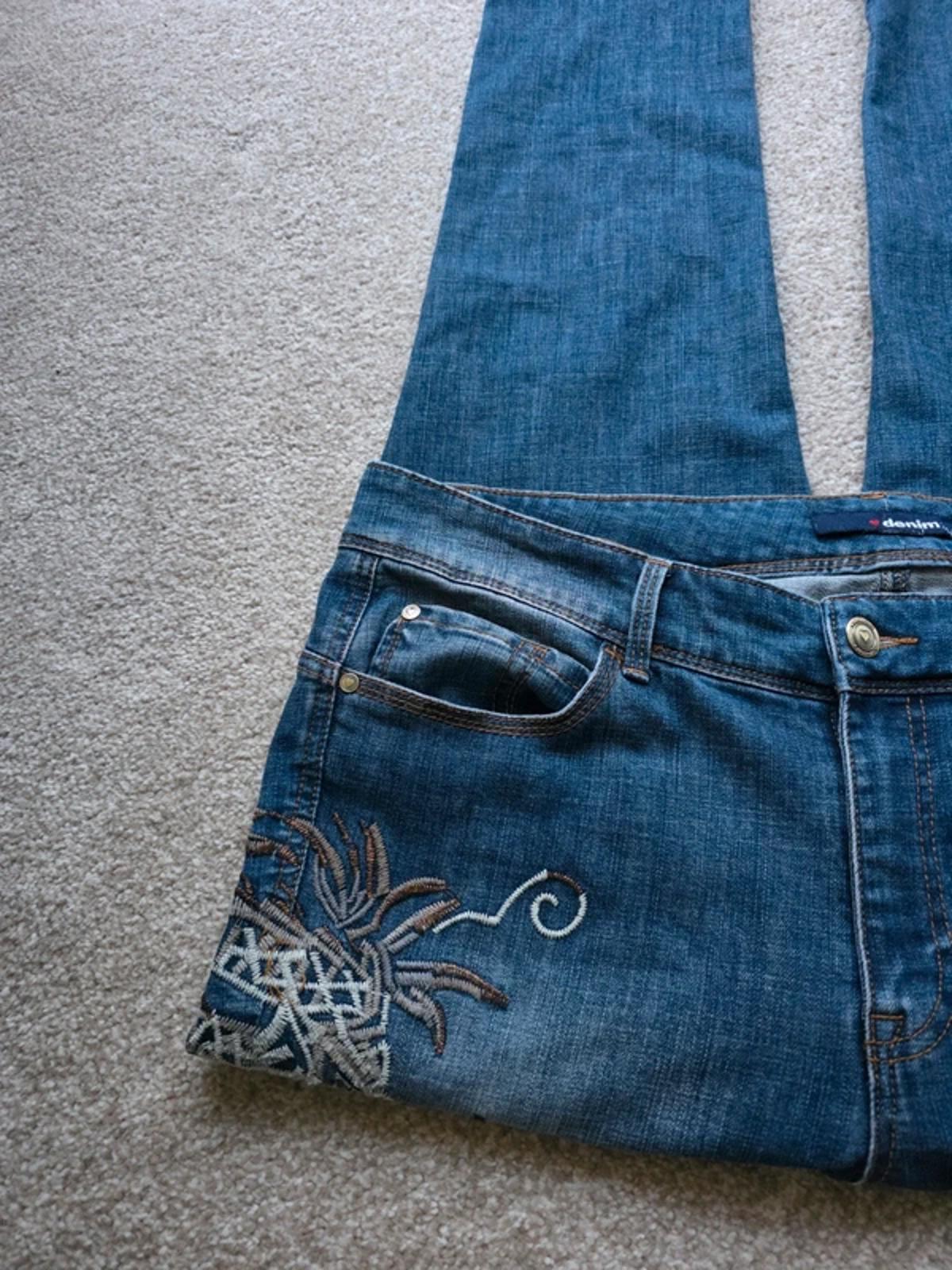 Vintage Y2K Denim 24/7 High Rise Skinny Embroidered Jeans UK Size 20 Petite