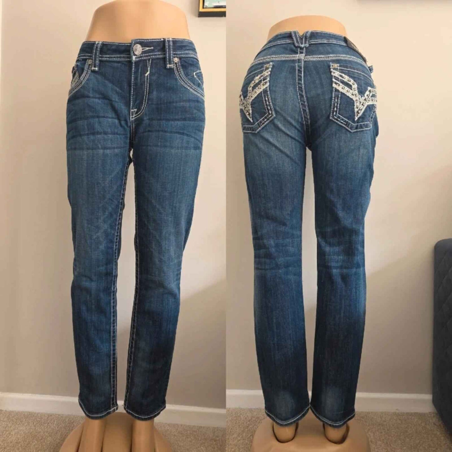 Vigoss Mid Rise Skinny Vintage Y2K Jeans UK Size 12 Petite