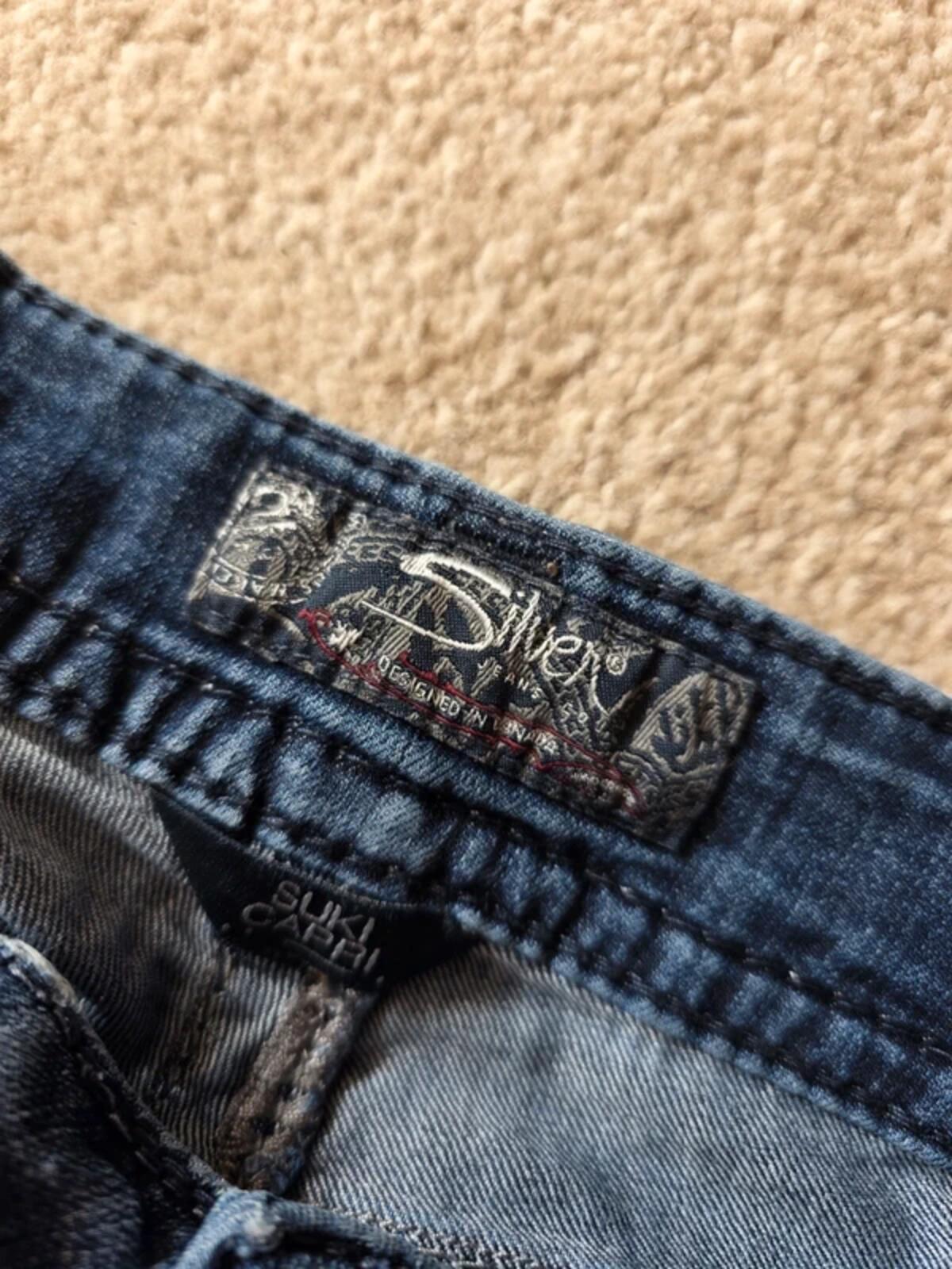 Silver Mid Rise Capri Cropped Jeans UK Size 8