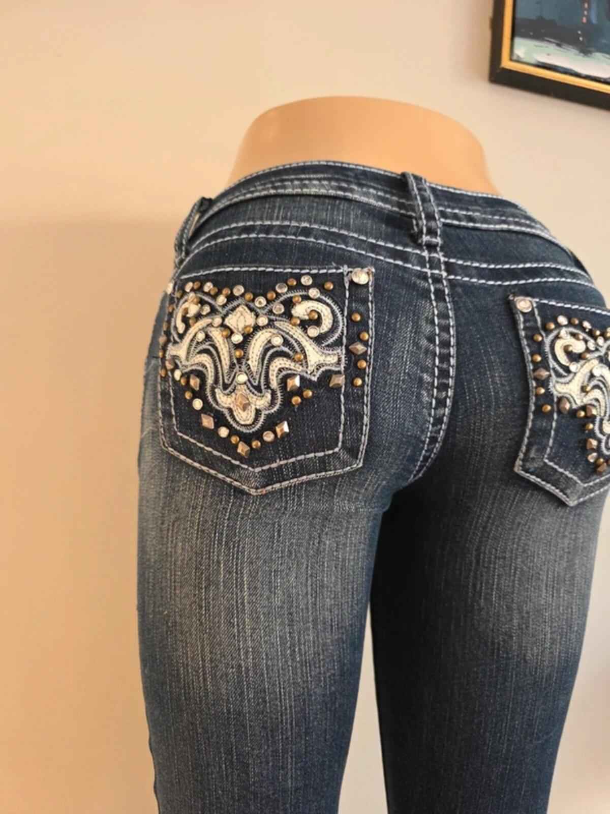First Kiss Low Rise Skinny Vintage Y2K Jeans UK Size 4/6